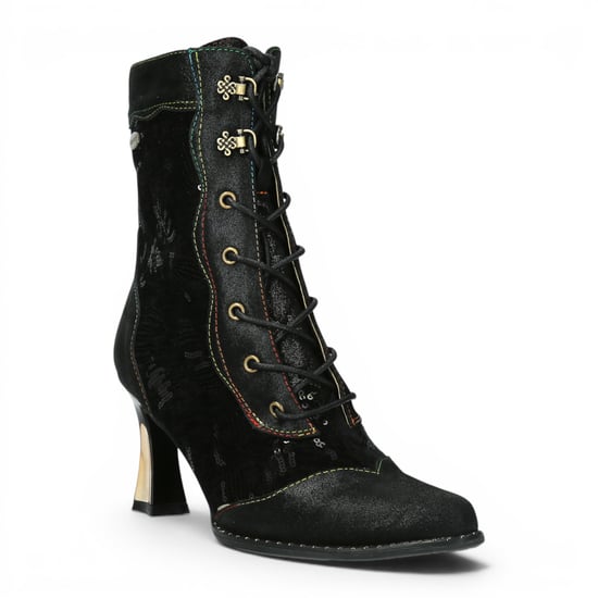 Laura Vita Damen-Gothic-Victorianische Schwarze Lederschuhe mit Absatz – Oanelo-03 - Image 4