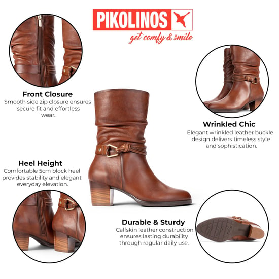 Pikolinos braune Lederstiefel bis zur Mitte der Waden – Zamora - Image 2