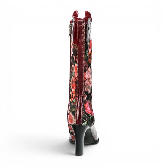 Laura Vita Blumen Goth viktorianische rote Lederstiefel mit Absatz – Alcbane-351 - Image 6