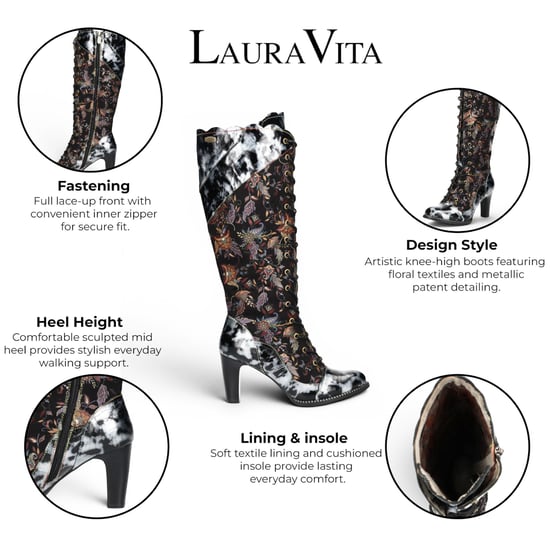 Laura Vita viktorianische schwarze Lederstiefel mit Schnürung und hohem Absatz – Alcbaneo-158 - Image 2