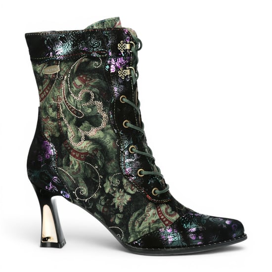 Laura Vita Gothic Victorian Green Leather Leather Schuhe mit Absatz – Oanelo-03 - Image 1