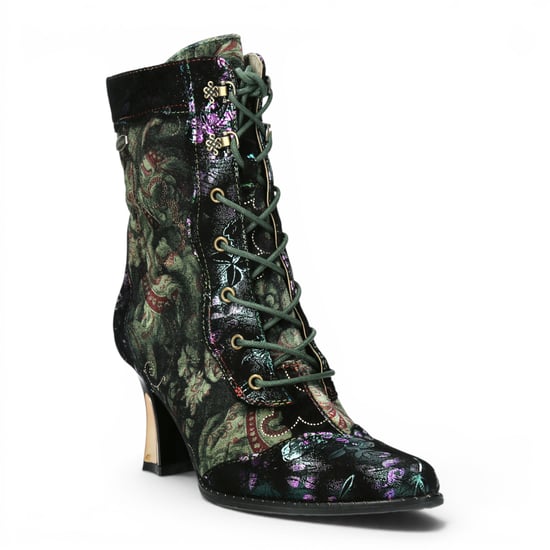 Laura Vita Gothic Victorian Green Leather Leather Schuhe mit Absatz – Oanelo-03 - Image 4