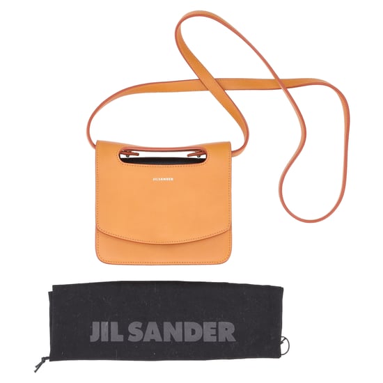 Jil Sander Flap Crossbody Bag aus orangefarbenem Leder - Image 5