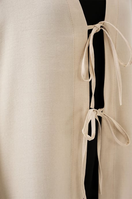 Leinenmischung Langarm-Kimono mit Bindedetail - Image 5