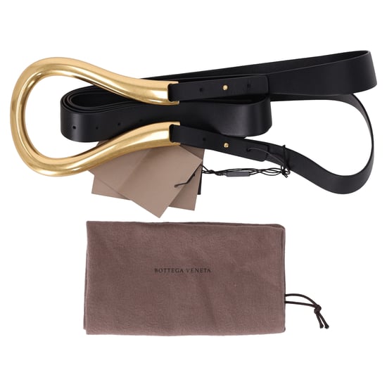 Bottega Veneta Gürtel mit Hufeisenschnalle und Doppelriemen aus schwarzem Leder - Image 6