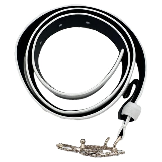 Chanel Kette Interlocking CC Logo Taillengürtel aus weißem Leder - Image 3