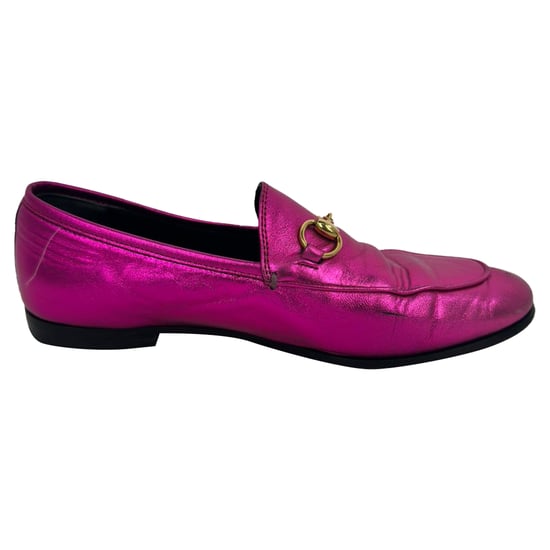 Gucci Jordaan Slipper mit Horsebit aus metallic-pinkem Leder - Image 1