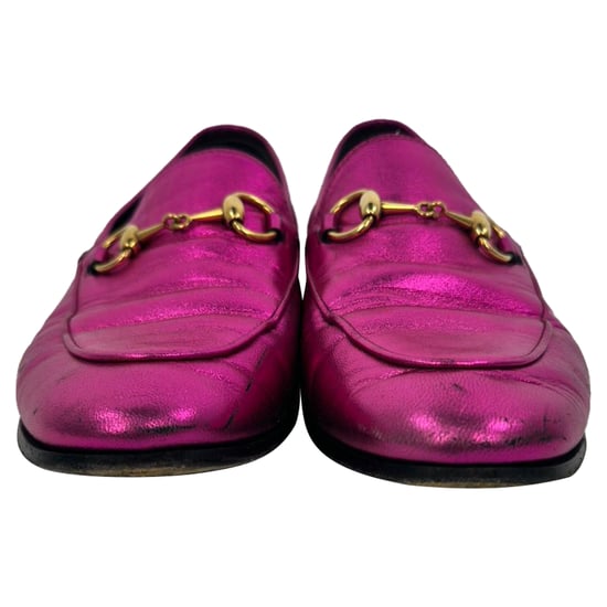 Gucci Jordaan Slipper mit Horsebit aus metallic-pinkem Leder - Image 2