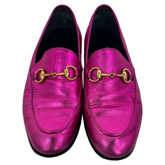 Gucci Jordaan Slipper mit Horsebit aus metallic-pinkem Leder - Image 3