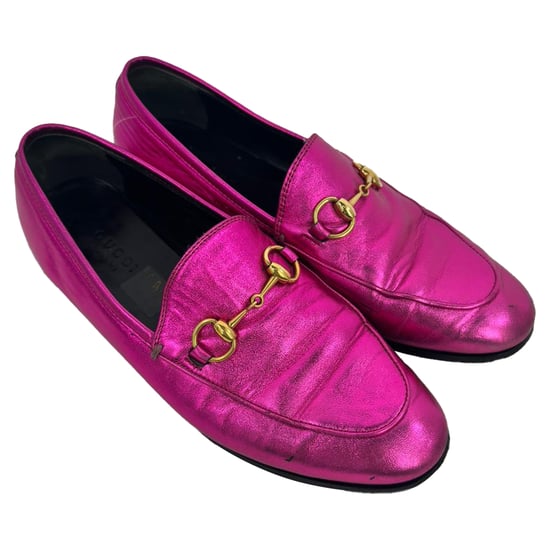 Gucci Jordaan Slipper mit Horsebit aus metallic-pinkem Leder - Image 5