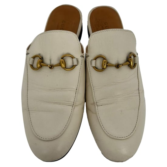Gucci Horsebit Akzent Pantoletten aus weißem Leder - Image 3