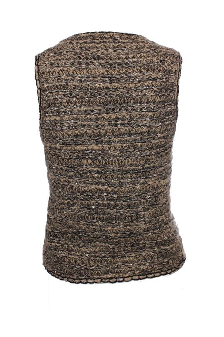 Chanel, hellbraune Bouclé-Weste mit goldenen Knöpfen - Image 4