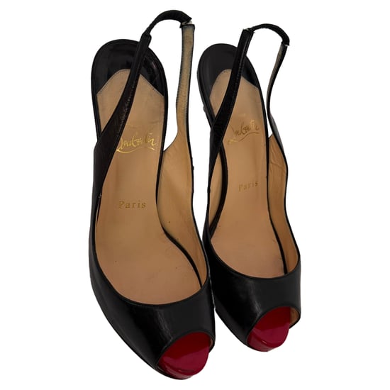 Christian Louboutin No Prive Slingback-Pumps aus schwarzem Leder - Image 5