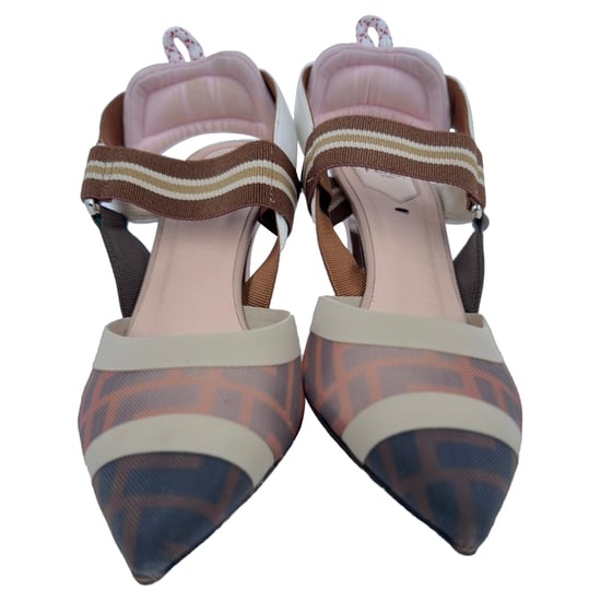 Fendi Mesh Colibri Pumps aus braunem Nylon - Image 3