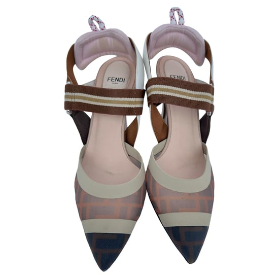 Fendi Mesh Colibri Pumps aus braunem Nylon - Image 4