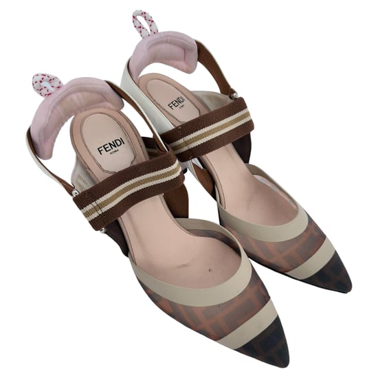 Fendi Mesh Colibri Pumps aus braunem Nylon - Image 6