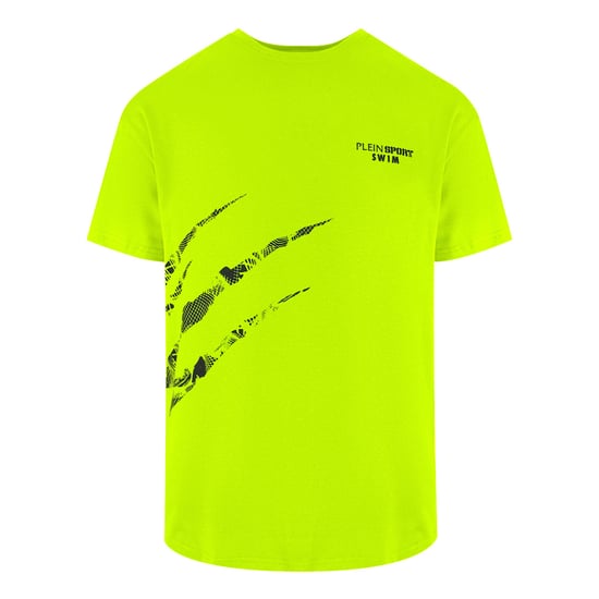 Kurzes Ärmelscratch-Logo T-Shirt in Gelb - Image 1