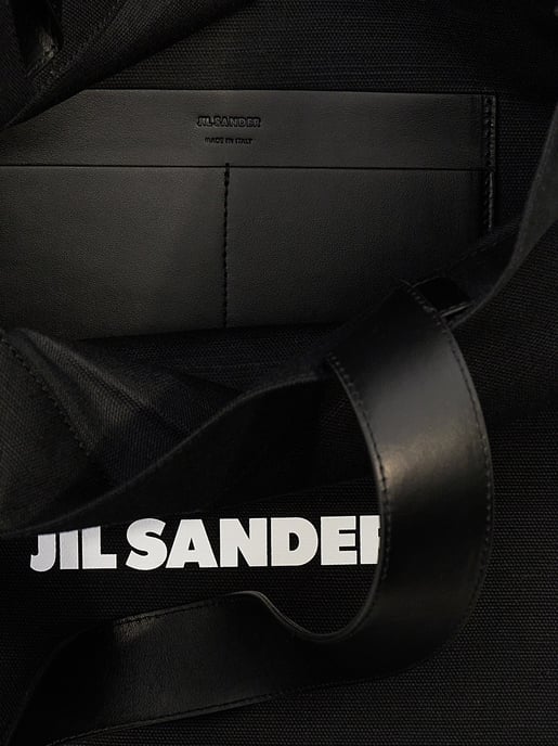 Jil Sander Schwarze Baumwoll-Shopper-Tasche - Image 3