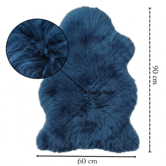 Echter Diamantblauer Schaffell, natürlicher, seidiger, weicher, flauschiger echter Wollteppich - Image 2
