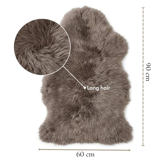 Echter taupefarbener Schaffell, natürlicher, seidiger, weicher, flauschiger echter Wollteppich - Image 3