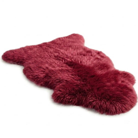 Echter roter Rosa-Schafsfell, natürlicher, seidiger, weicher, flauschiger echter Wollteppich - Image 1