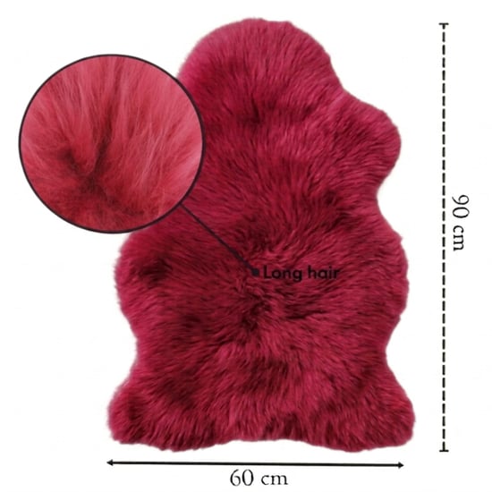 Echter roter Rosa-Schafsfell, natürlicher, seidiger, weicher, flauschiger echter Wollteppich - Image 2