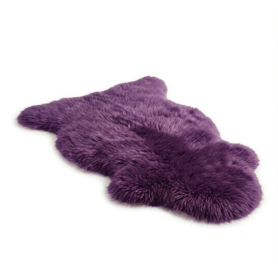 Echter, leuchtend violetter Schaffell, natürlicher, seidiger, weicher, fluffiger echter Wollteppich - Image 1