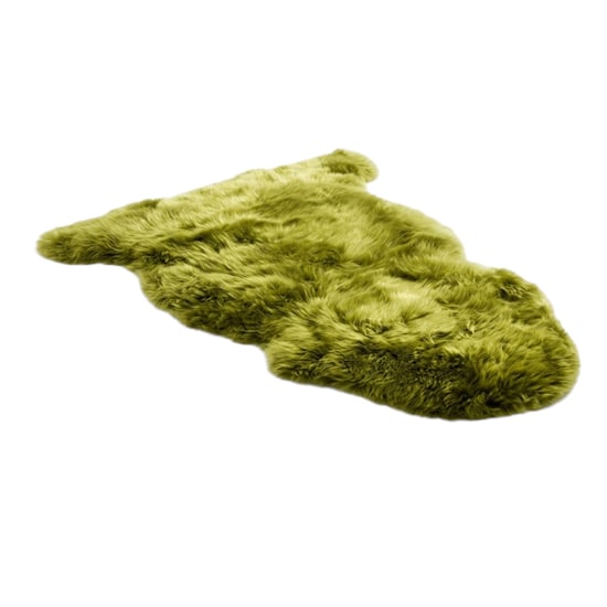 Echter grüner Schafsfell, natürlicher, seidiger, weicher, flauschiger echter Wollteppich - Image 2