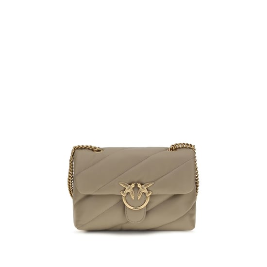 PINKO Graue Kalbsleder Bos Taurus Schultertasche - Image 1