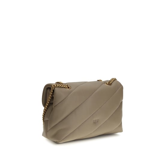 PINKO Graue Kalbsleder Bos Taurus Schultertasche - Image 3