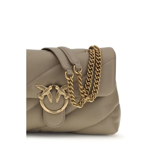 PINKO Graue Kalbsleder Bos Taurus Schultertasche - Image 4