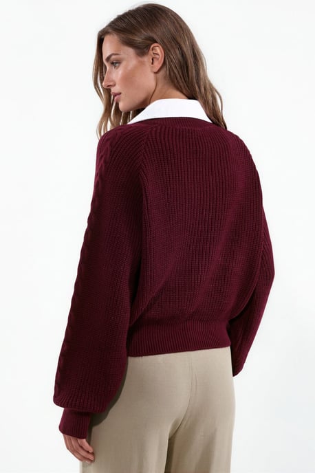 Musterstrickpullover mit Hemdkragen - Image 2