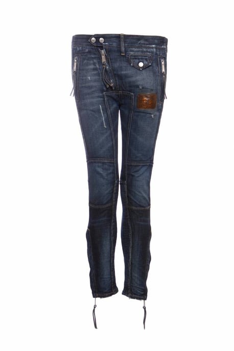 Dsquared2 blaue Patchwork-Bikerjeans. - Kopie - Image 1
