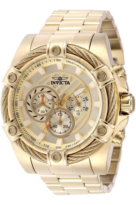 Invicta Bolt 49815 Herrenuhr - Quarzwerk - Edelstahl mit goldenem Zifferblatt - 52 mm - Image 1