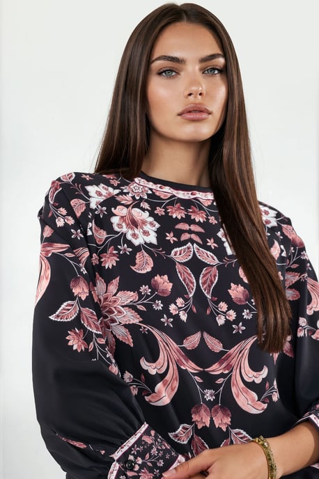 Blumenbestickte Kreppbluse - Image 1
