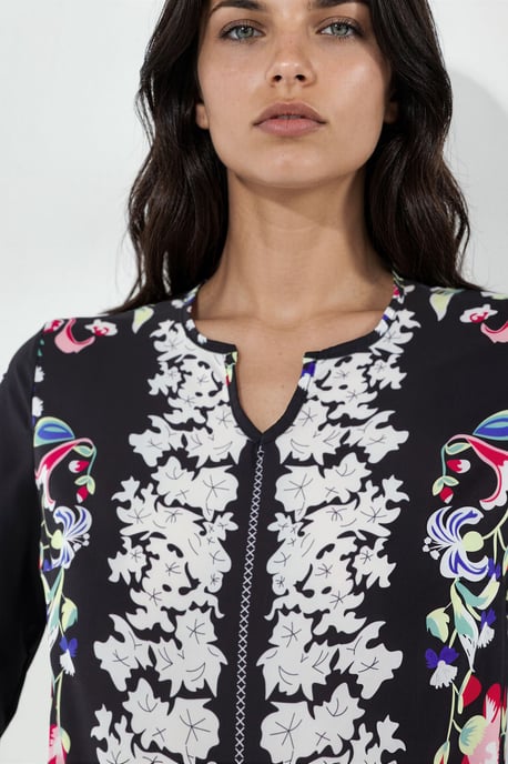 Blumenmuster V-Ausschnitt Crepe Bluse - Image 5