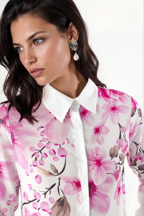Blumenmuster Langarmshirt - Image 1