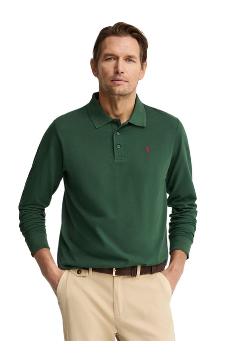 Langärmliges Poloshirt flaschengrün mit Rigby Go Stickerei - Image 1