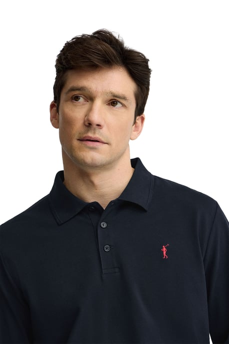 Langärmliges Poloshirt marineblau im Regular Fit mit Rigby Go Stickerei - Image 2