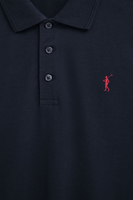 Langärmliges Poloshirt marineblau im Regular Fit mit Rigby Go Stickerei - Image 5