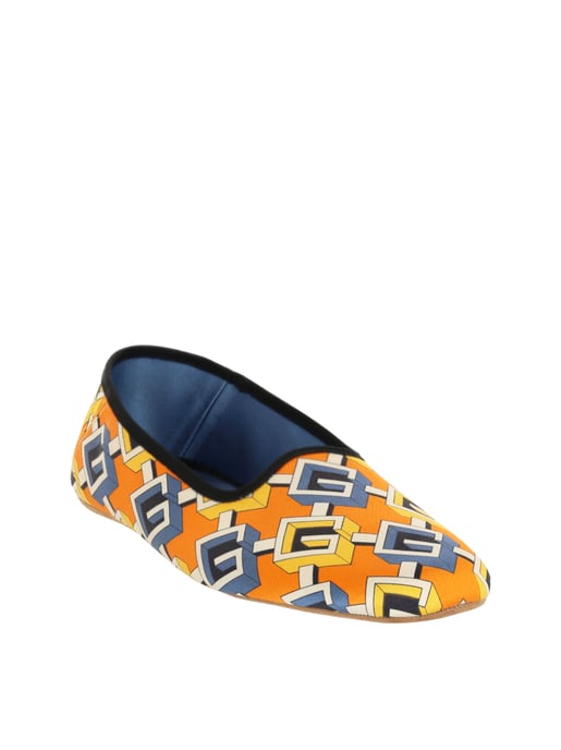 Geometrische G-Print Satin Voyage Hausschuhe - Image 2