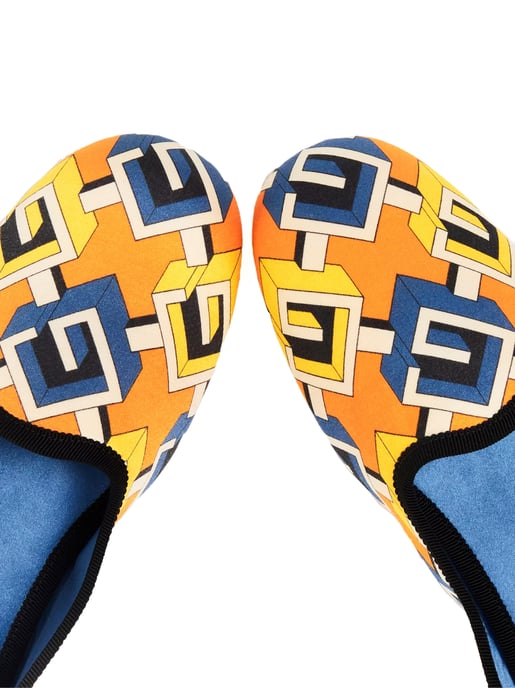 Geometrische G-Print Satin Voyage Hausschuhe - Image 5