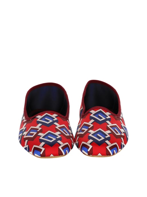 Geometrische G-Print Satin Voyage Hausschuhe - Image 4