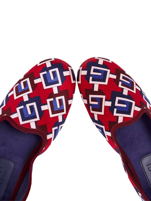 Geometrische G-Print Satin Voyage Hausschuhe - Image 5
