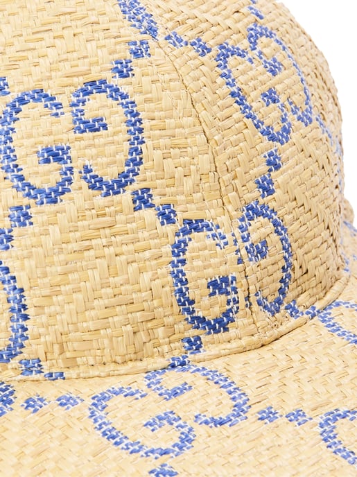 Baseballkappe mit Raffia-Effekt und GG-Monogramm - Image 3