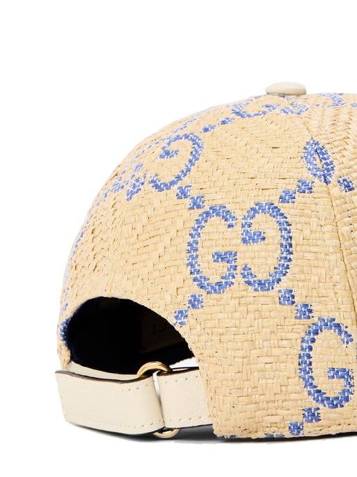 Baseballkappe mit Raffia-Effekt und GG-Monogramm - Image 4