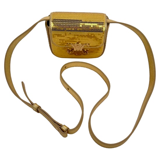 Celine Mini Triomphe Umhängetasche aus goldfarbenen Pailletten - Image 2