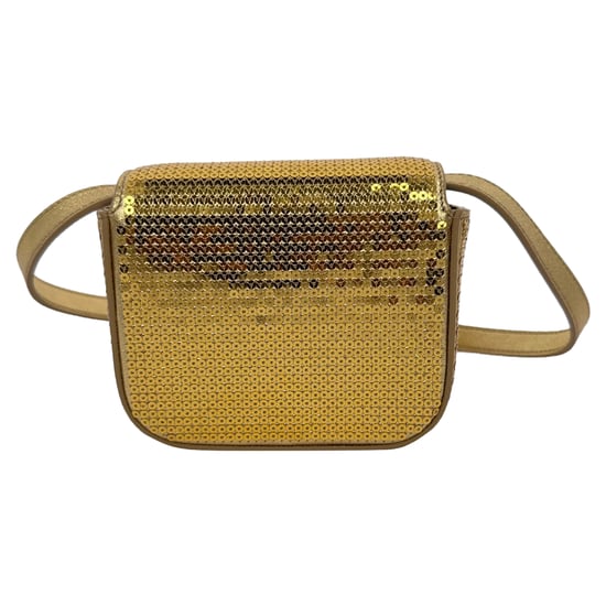Celine Mini Triomphe Umhängetasche aus goldfarbenen Pailletten - Image 4