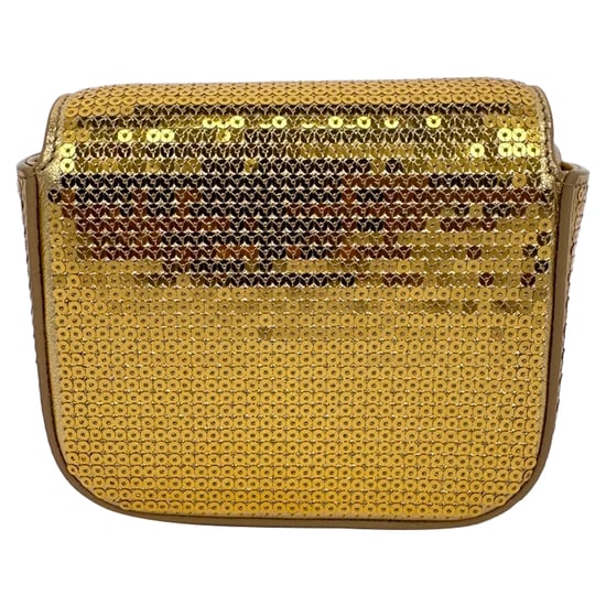 Celine Mini Triomphe Umhängetasche aus goldfarbenen Pailletten - Image 5