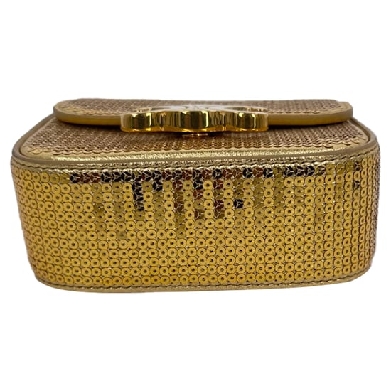 Celine Mini Triomphe Umhängetasche aus goldfarbenen Pailletten - Image 6